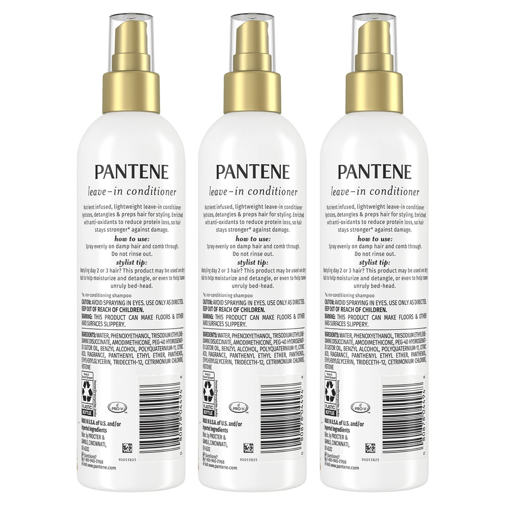 Pantene Conditioning Detangler Spray on dry hair for restyling and touch-ups.