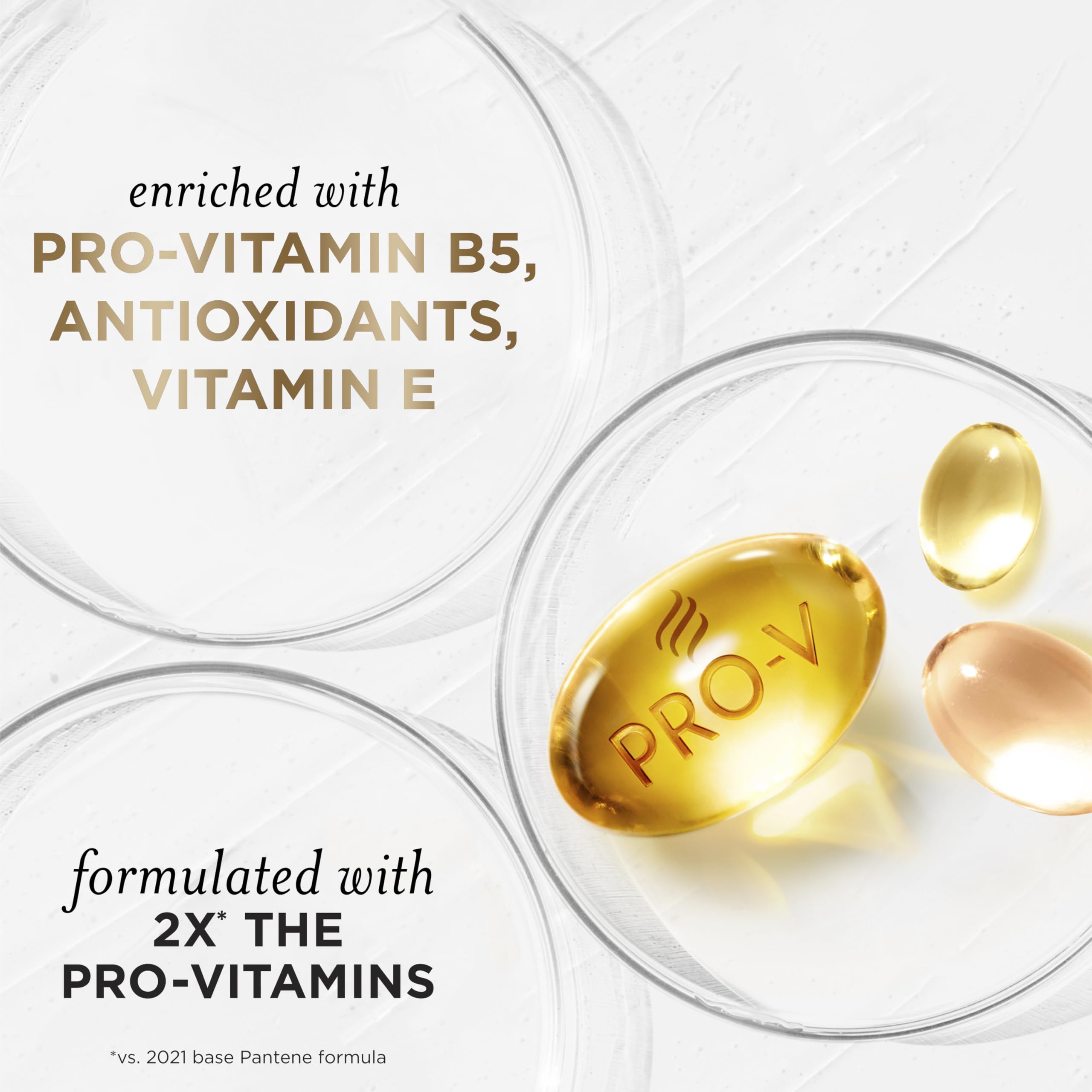 Pantene label ingredient list displaying Pro-V and vitamin E benefit