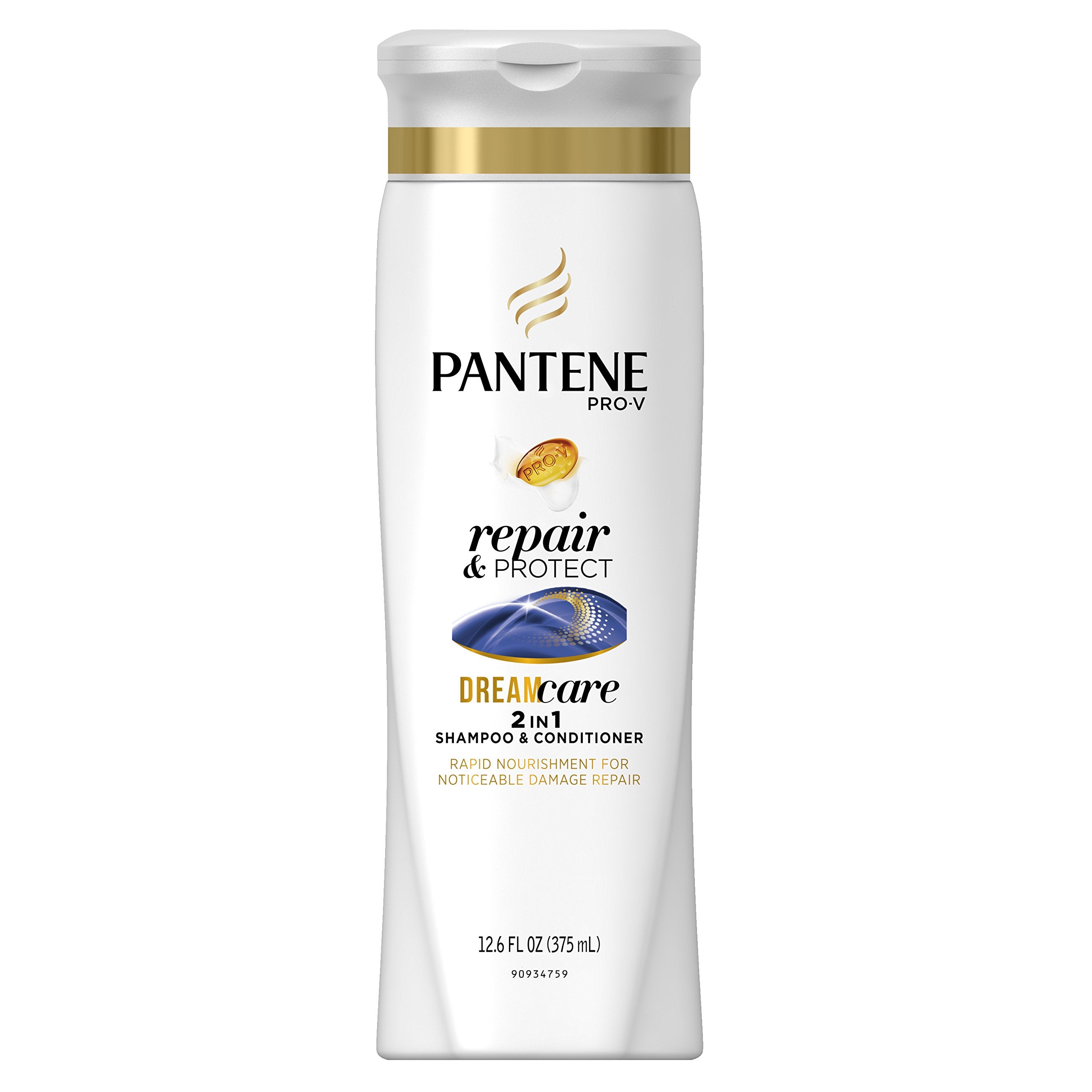 Pantene Pro-V 2in1 bottle with keratin offering damage protection for hair.