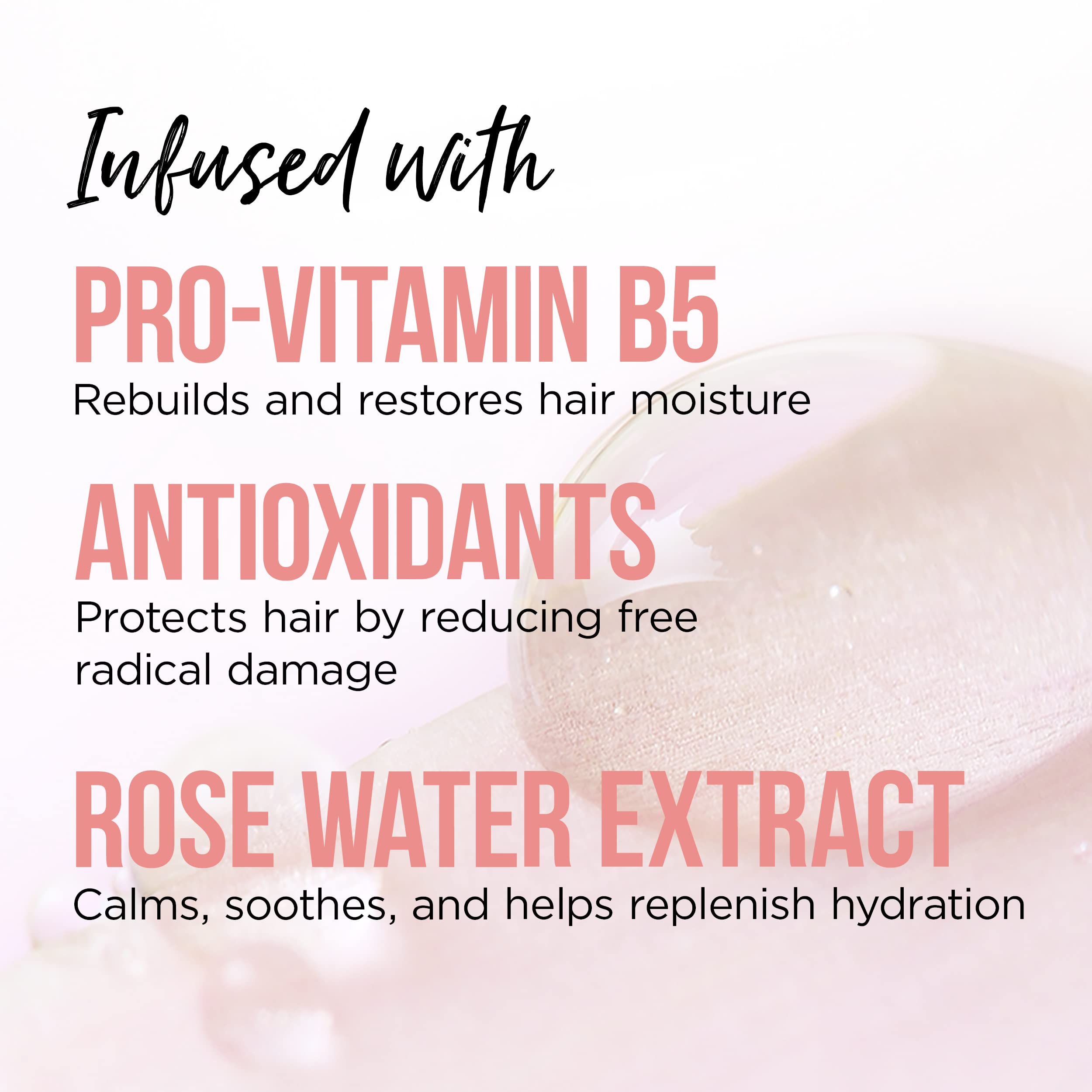 Pantene Pro-V Blends Rose Water label highlights nutrient-rich formula