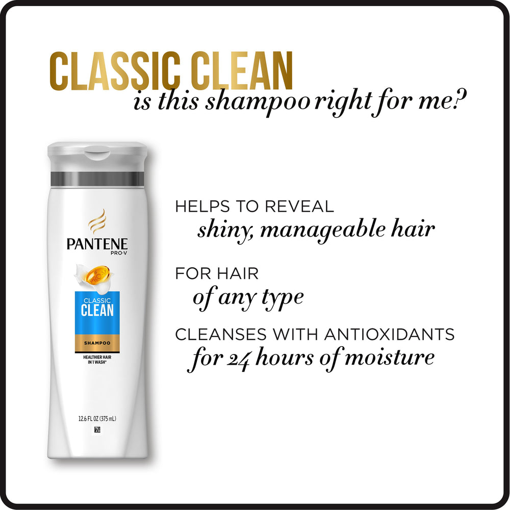 Pantene Pro-V Classic Clean hair after wash showing shine and manageability.