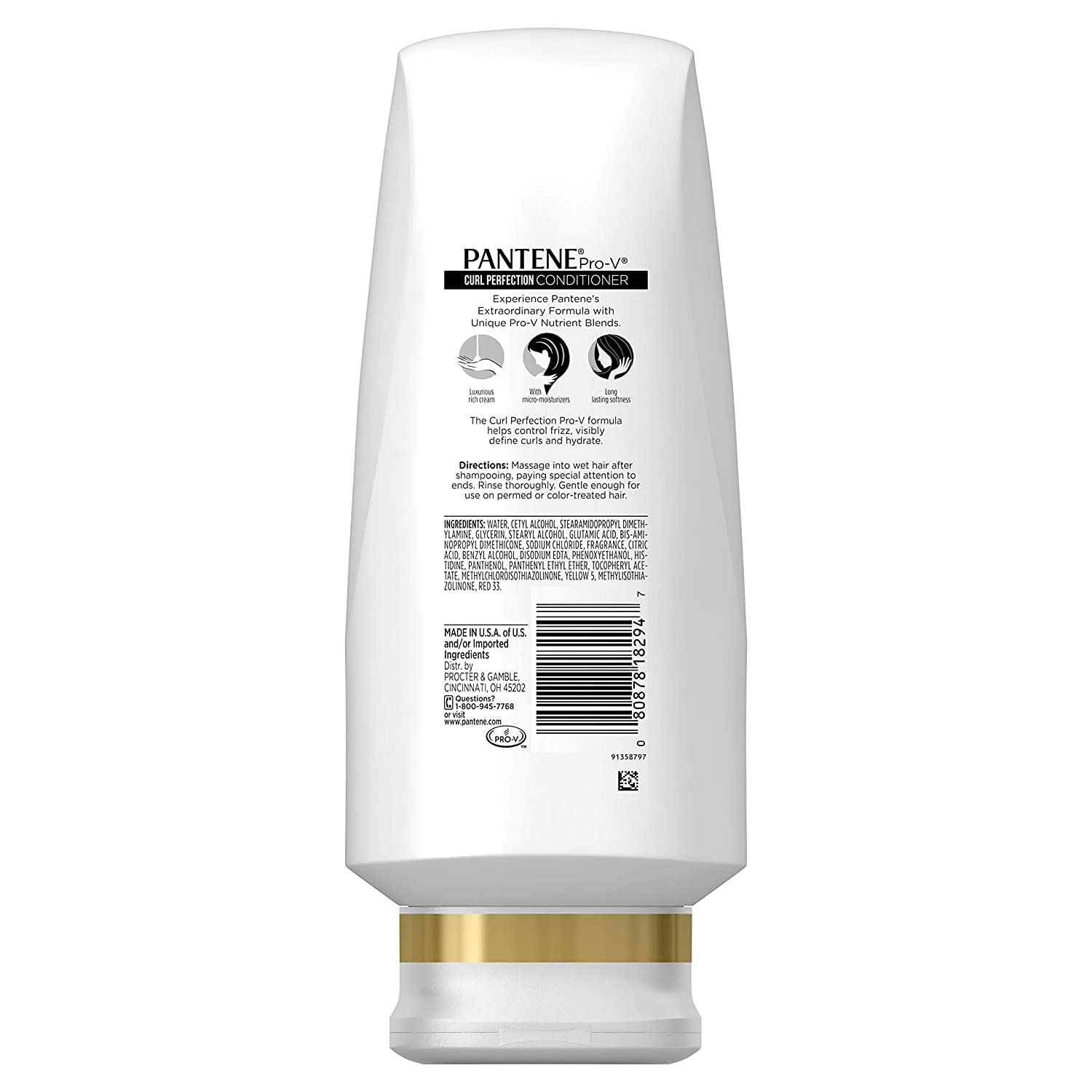 Pantene Pro-V Curl Perfection Moisturizing Conditioner closeup cream texture promotes defined curls