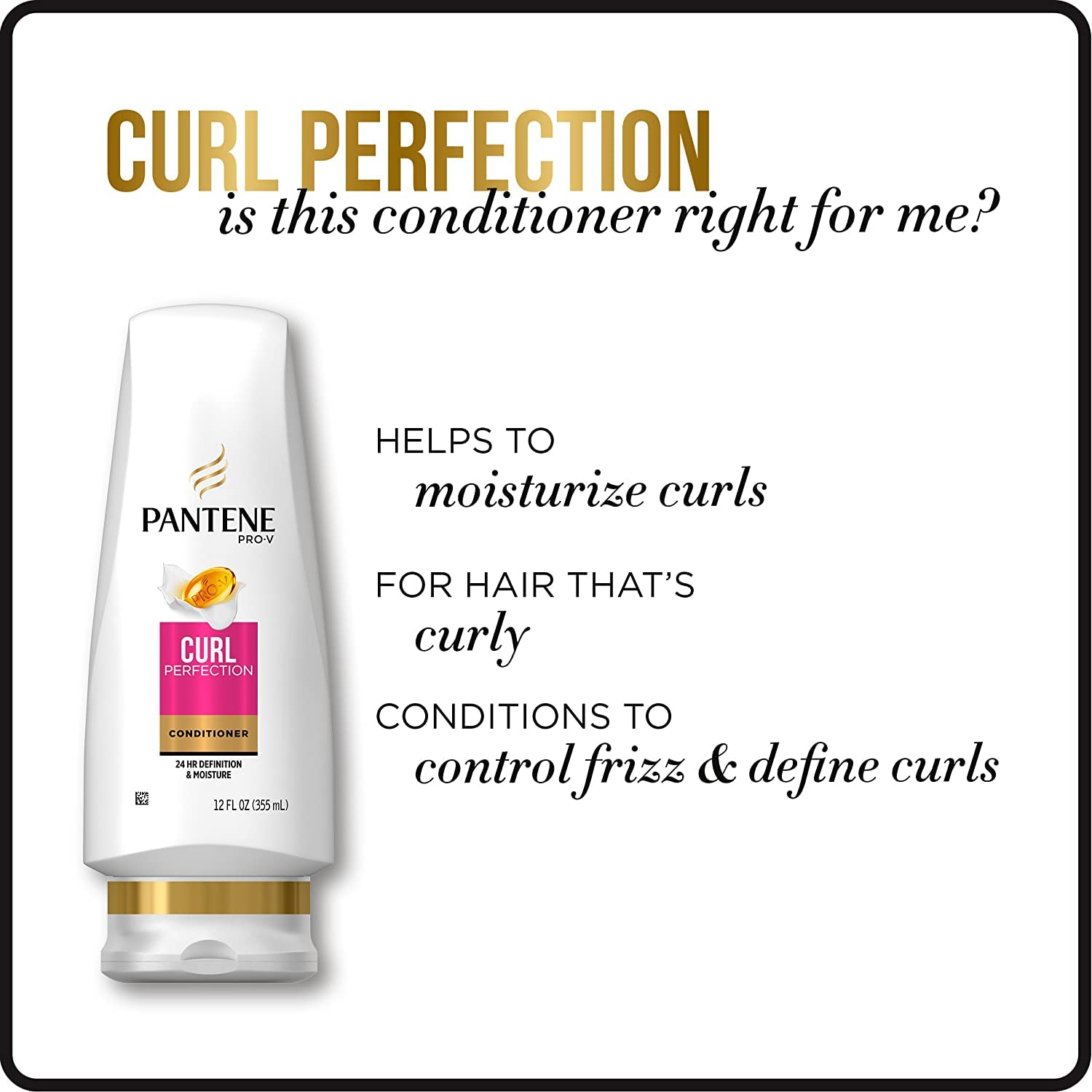 Pantene Pro-V Curl Perfection Moisturizing Conditioner texture swirl indicates rich moisture for curls