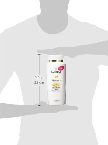 Pantene Pro-V Daily Moisture Renewal 2-in-1 bottle with pour shows quick detangle potential.