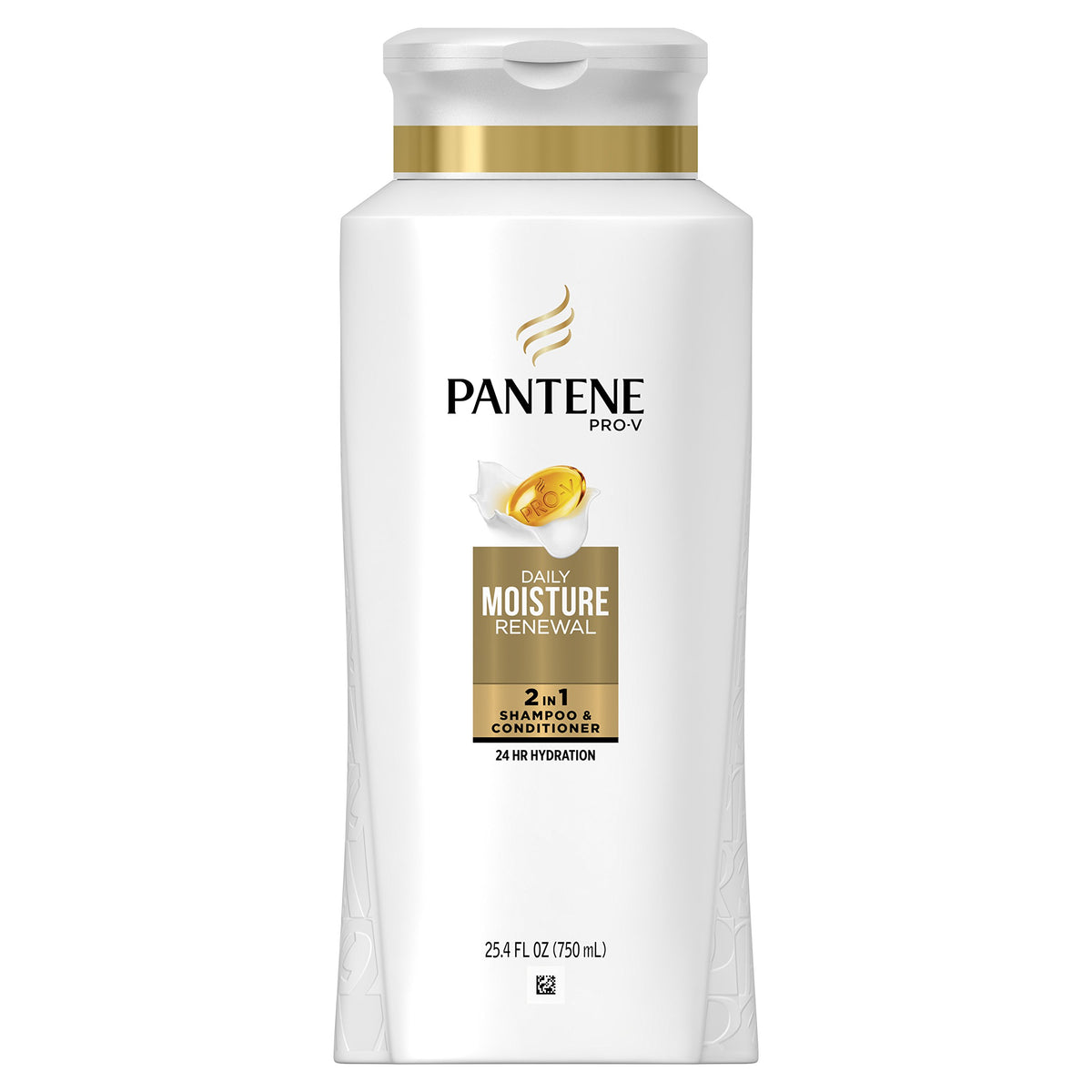 Pantene Pro-V Daily Moisture Renewal bottle front shows all-day moisture and detangling potential.