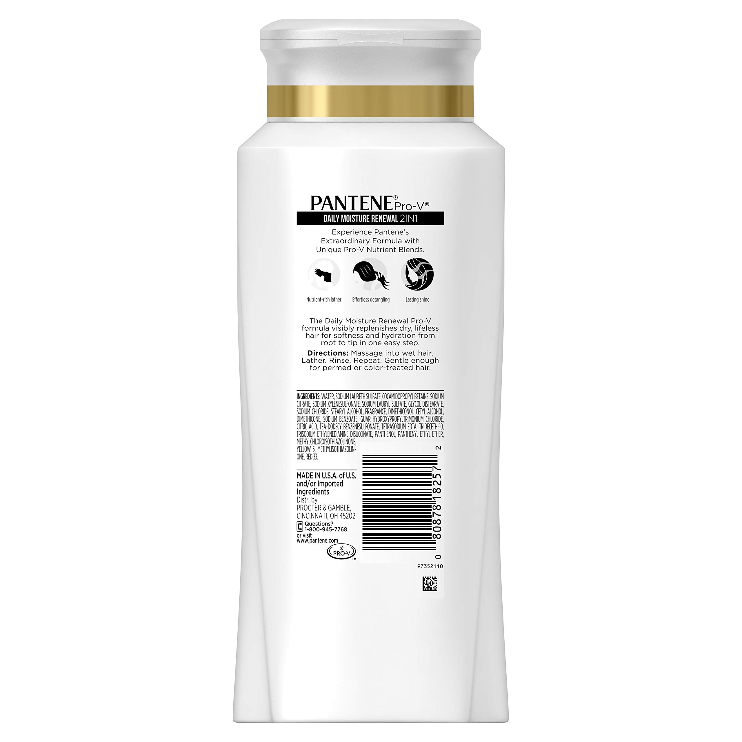 Pantene Pro-V Daily Moisture Renewal 2-in-1 duo packaging highlights convenient all-in-one care.