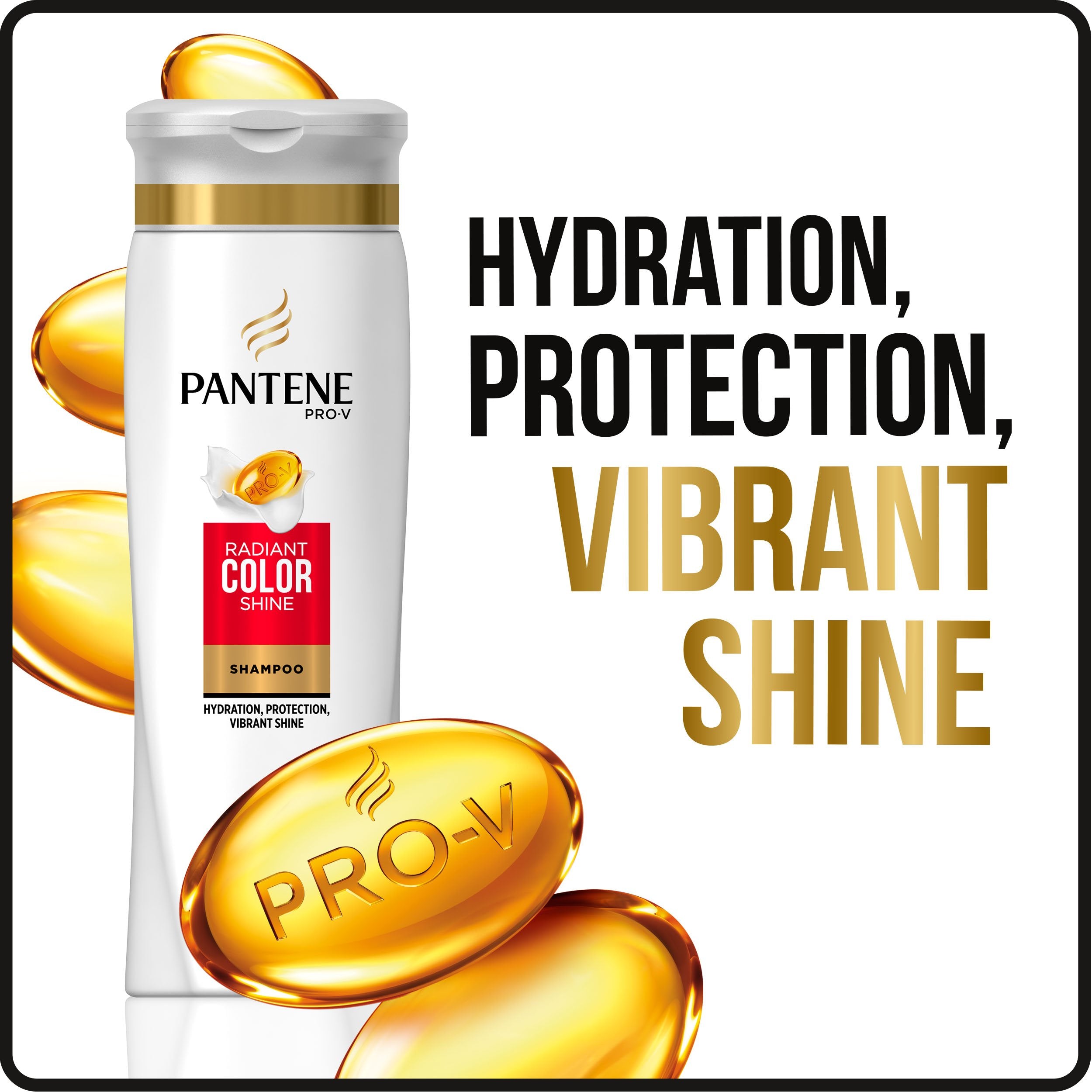 Pantene Pro-V nutrients and antioxidants graphic signals strengthening care