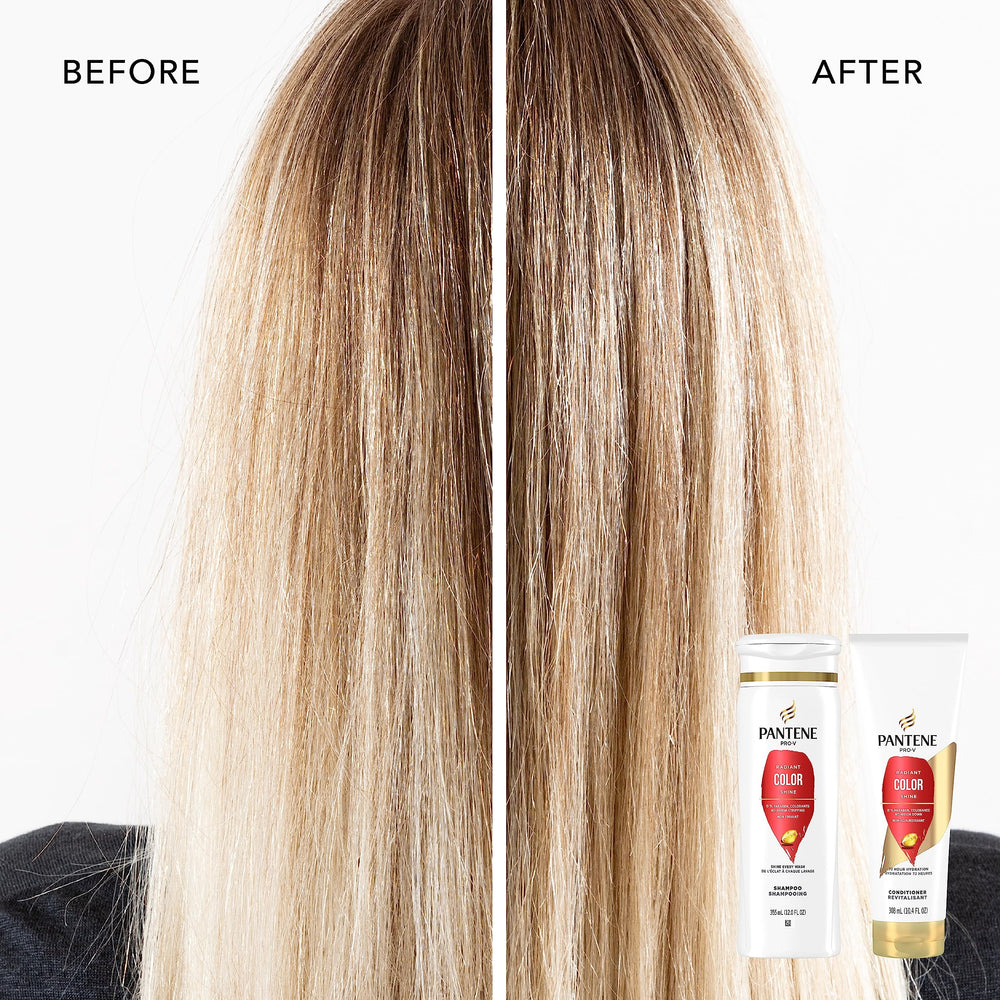 Pantene PRO-V Radiant Color Shine 2x nutrients supports hair resilience.