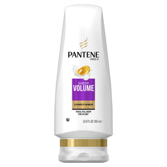 Pantene Pro-V Sheer Volume Conditioner bottle demonstrating lightweight volume for nourished, easy-to-style hair.