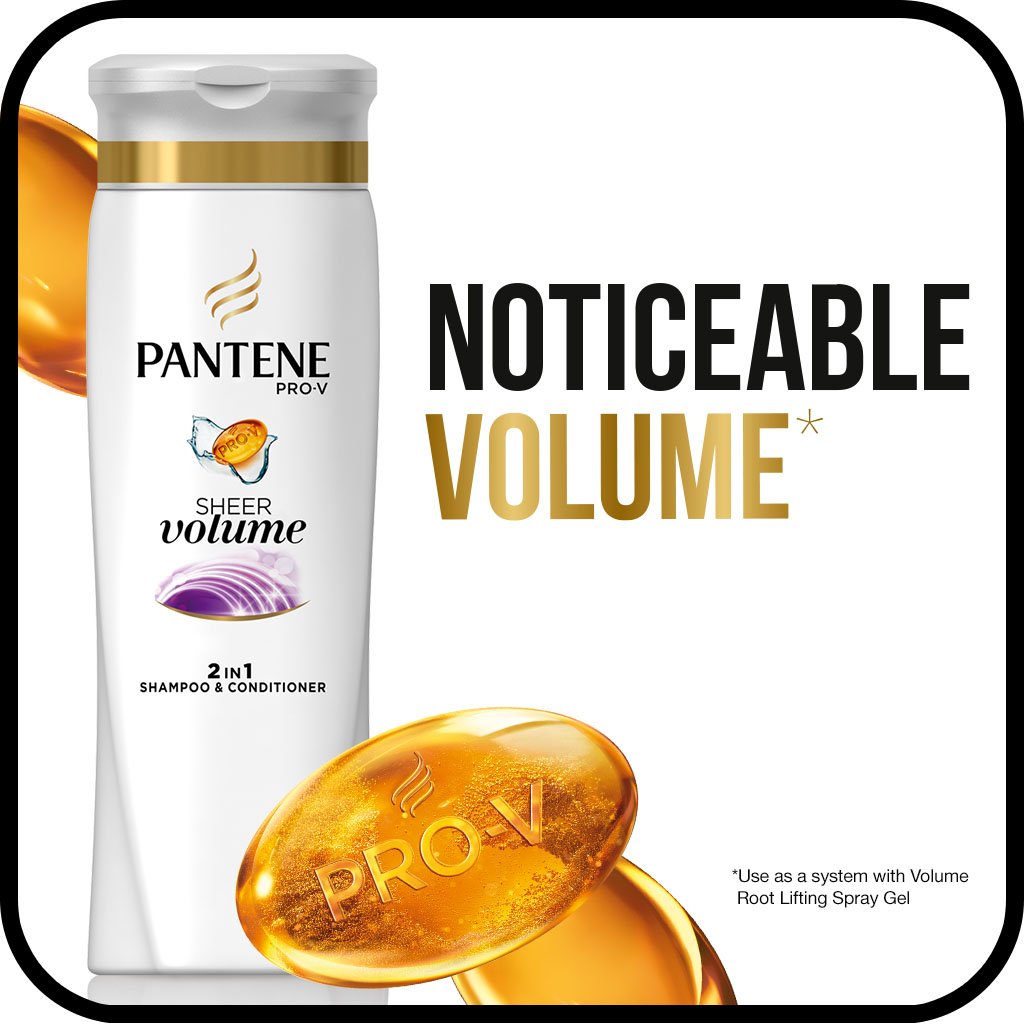 Pantene Pro-V results hint at lift, shine, and volume.