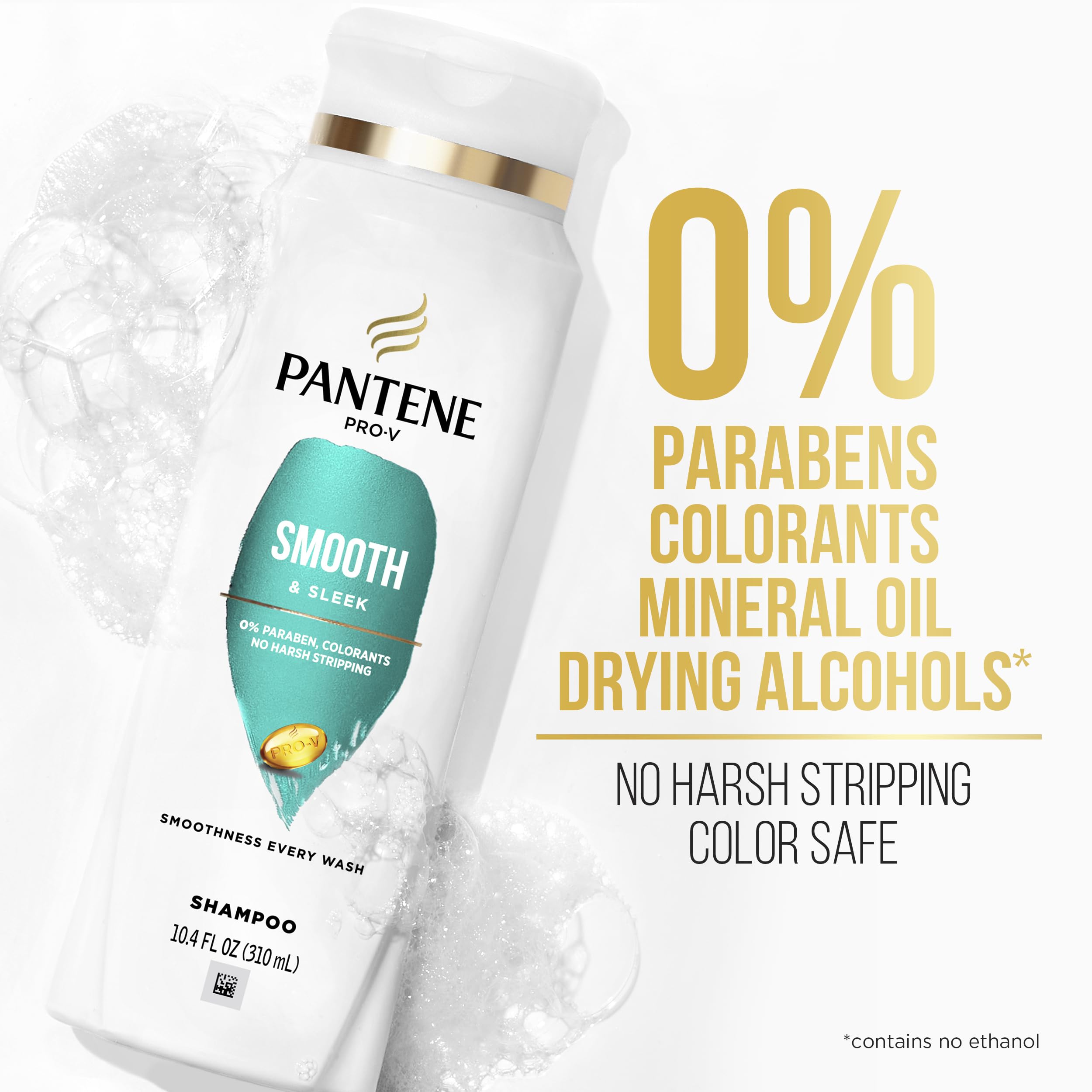 Pantene Pro-V Smooth Duo Pack back explains Pro-Vitamins and argan oil benefits for hair.