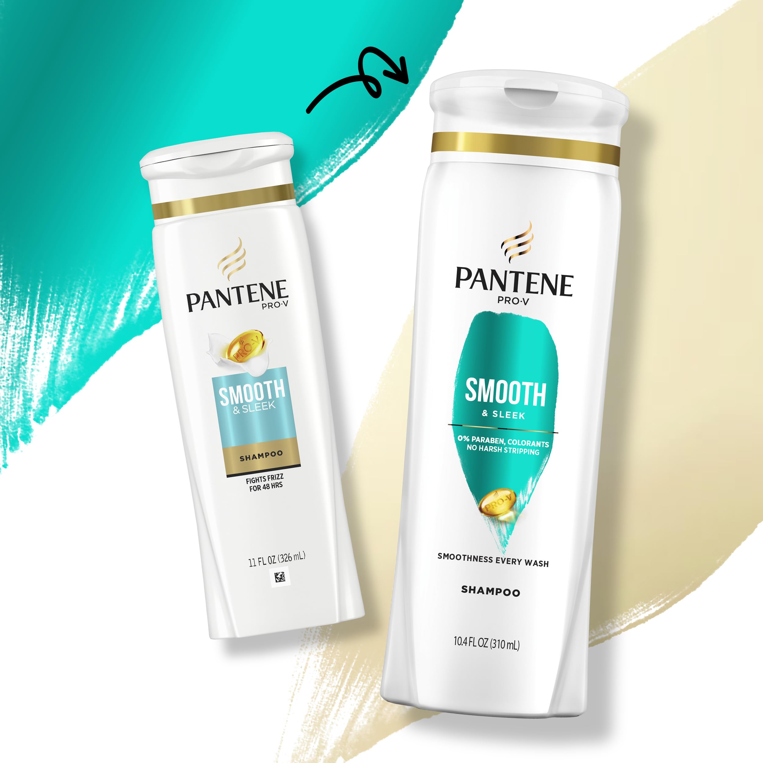 Pantene Pro-V Smooth Duo Pack front highlights the shampoo and conditioner set for daily use.