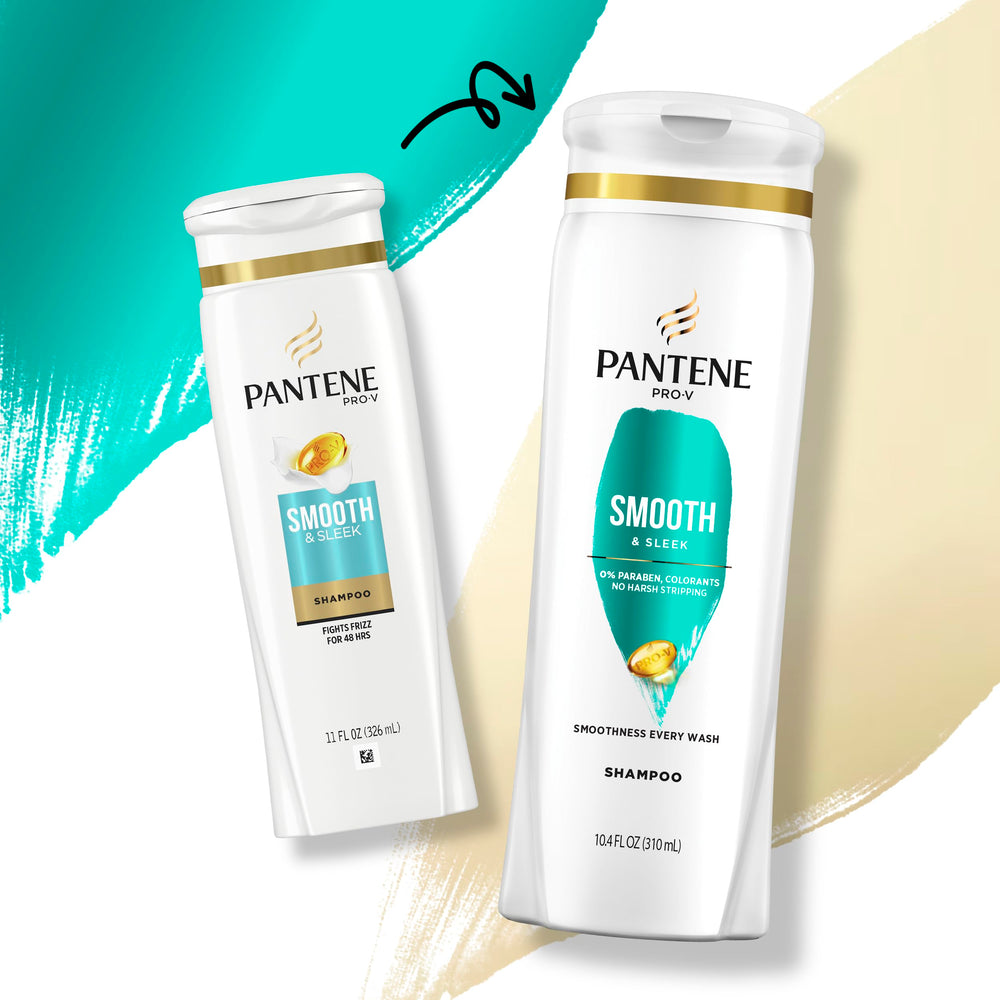 Pantene Pro-V Smooth Duo Pack front highlights the shampoo and conditioner set for daily use.