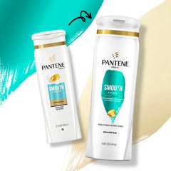 Pantene Pro-V Smooth Duo Pack front highlights the shampoo and conditioner set for daily use.