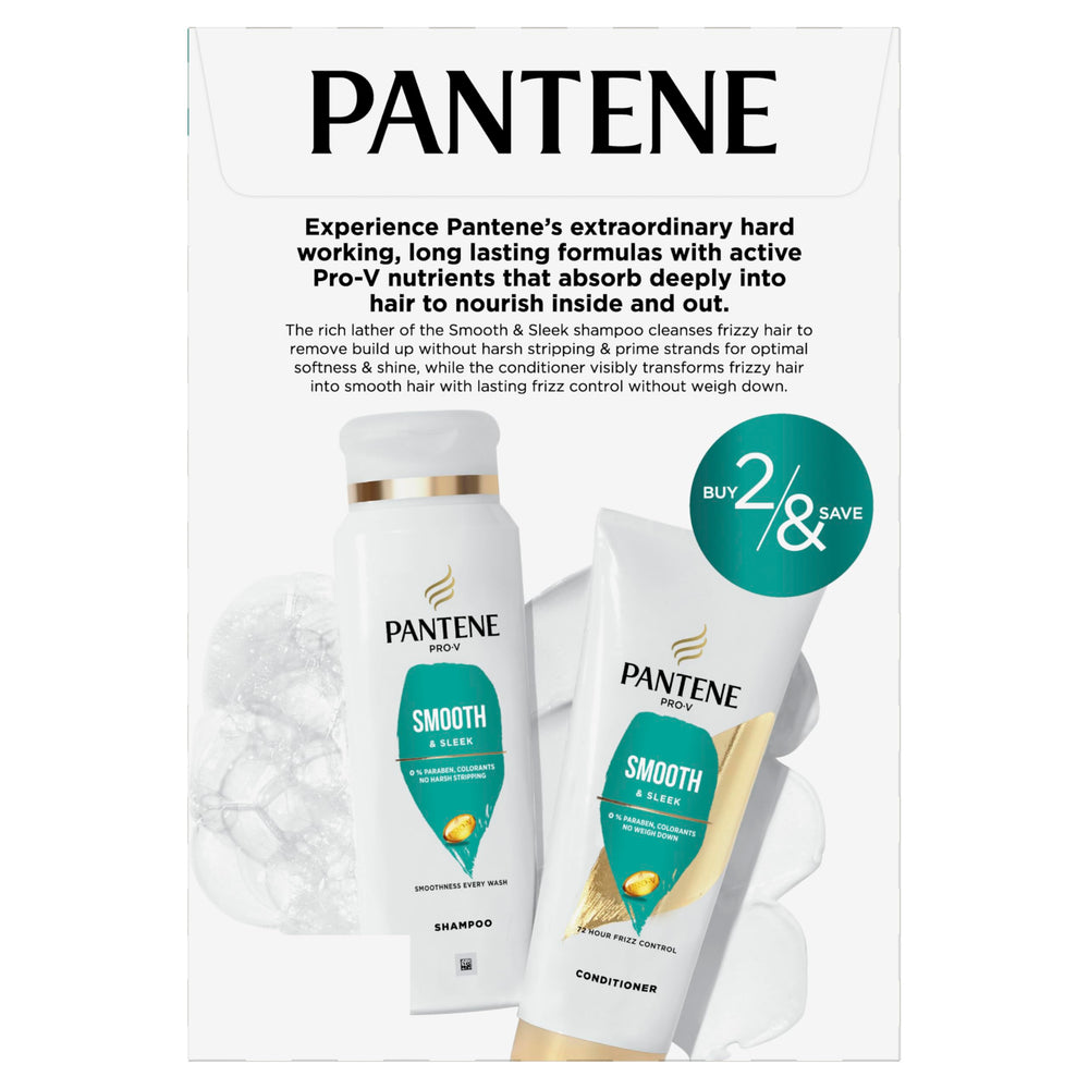 Pantene Pro-V Smooth Shampoo bottle label emphasizes weightless body claim.