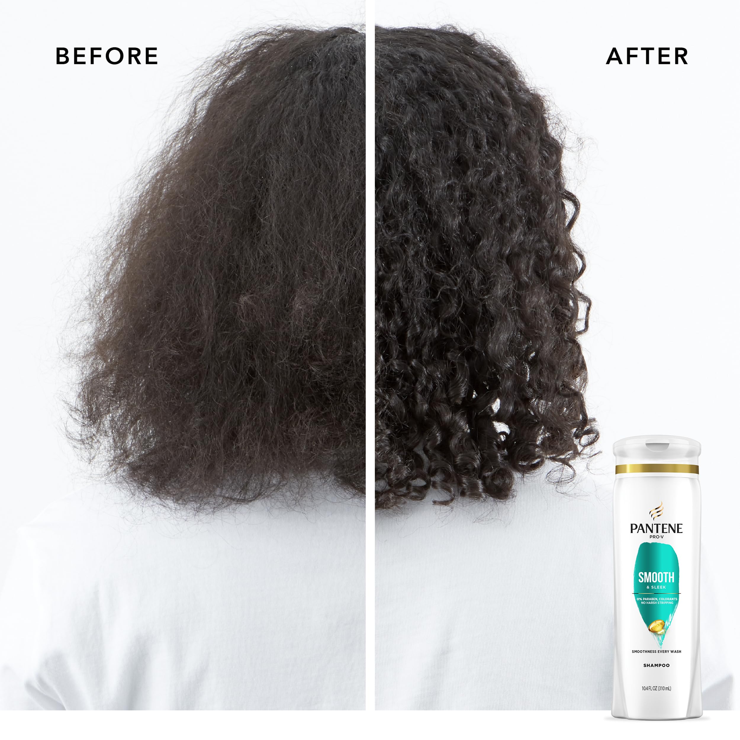 Pantene Pro-V Smooth Shampoo pour demonstrates easy lather and rinse.