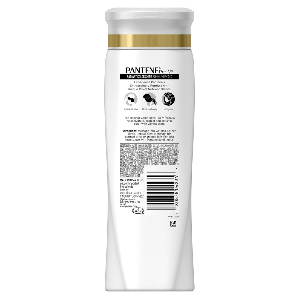 Pantene Radiant Color Shine conditioner bottle emphasizes moisture and color-treated hair softness