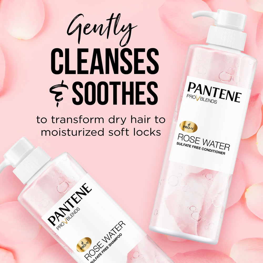 Pantene Rose Water Conditioner tube promotes detangling and smoothing
