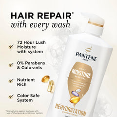 Pantene shampoo pump close-up highlighting convenient dispensing benefit