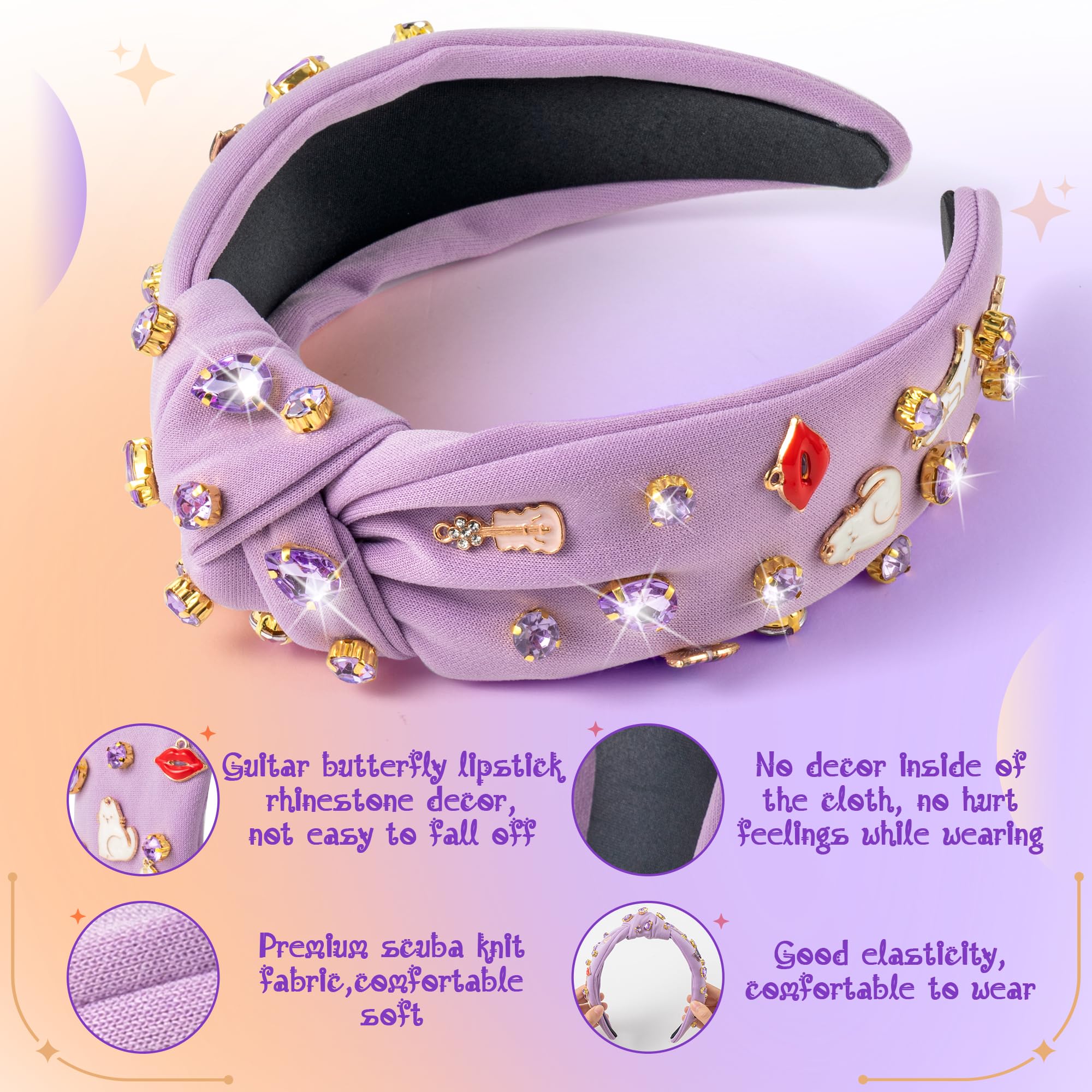 PANTIDE Music Jeweled Knotted Headband rhinestone detail closeup showing crystal elegance.