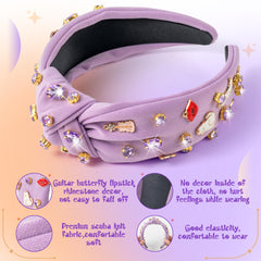 PANTIDE Music Jeweled Knotted Headband rhinestone detail closeup showing crystal elegance.