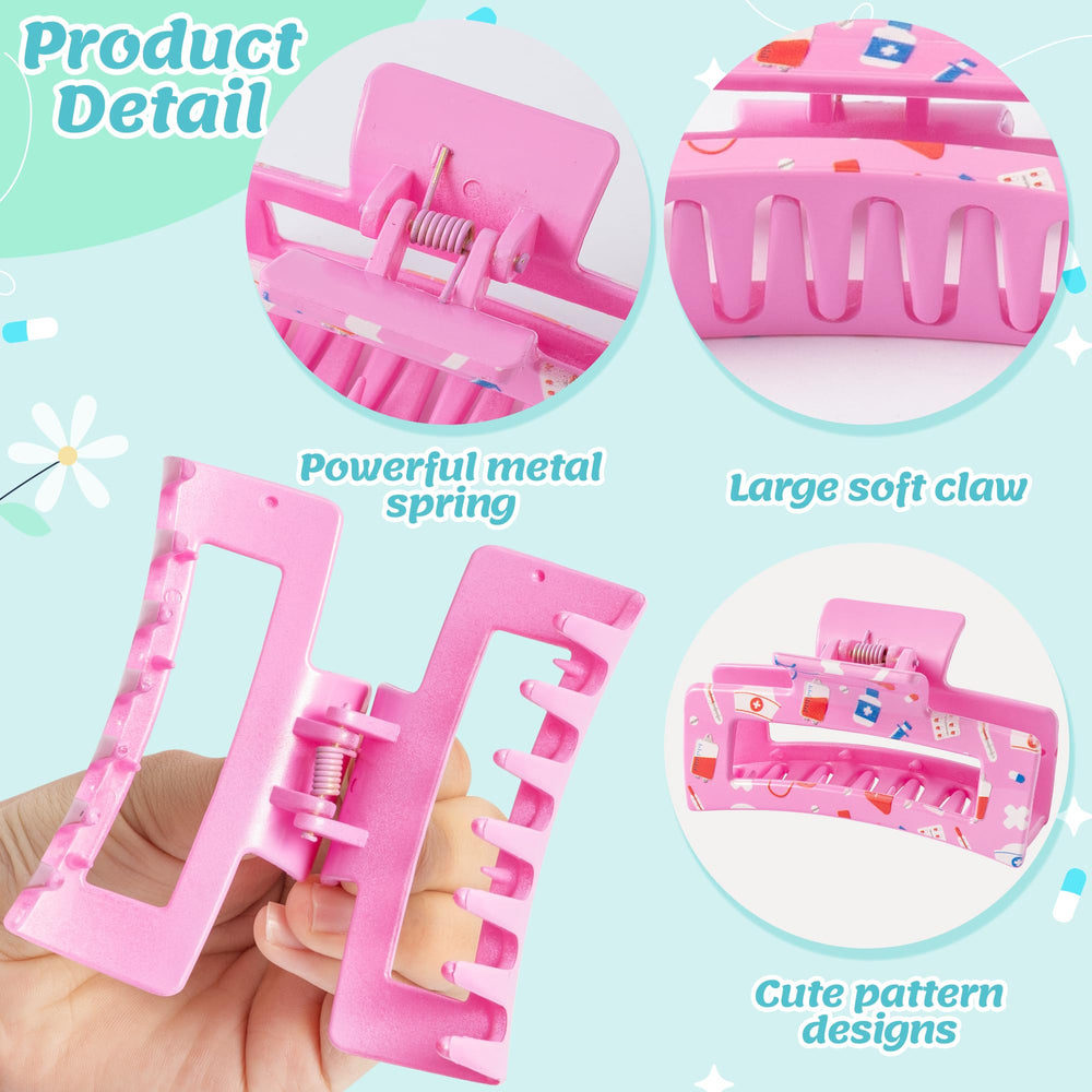 PANTIDE nurse claw clips with heart pattern add cute flair while keeping hair in place