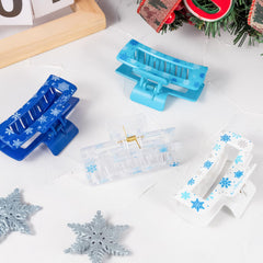 Pantide snowflake hair clip worn on a bun for easy styling