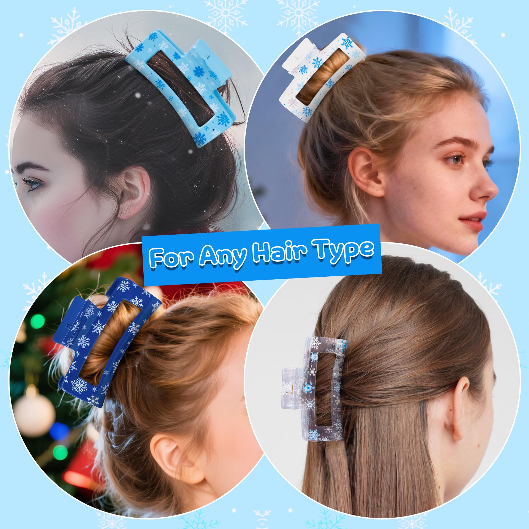 Pantide snowflake hair clip pack shot displays four-piece set