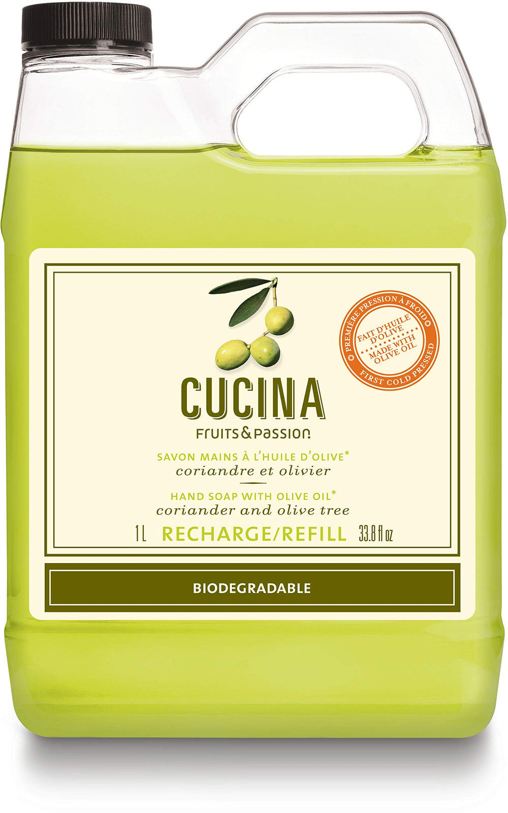 PANZERR Cucina coriander-olive-tree bottle refill for a refreshing kitchen hand wash
