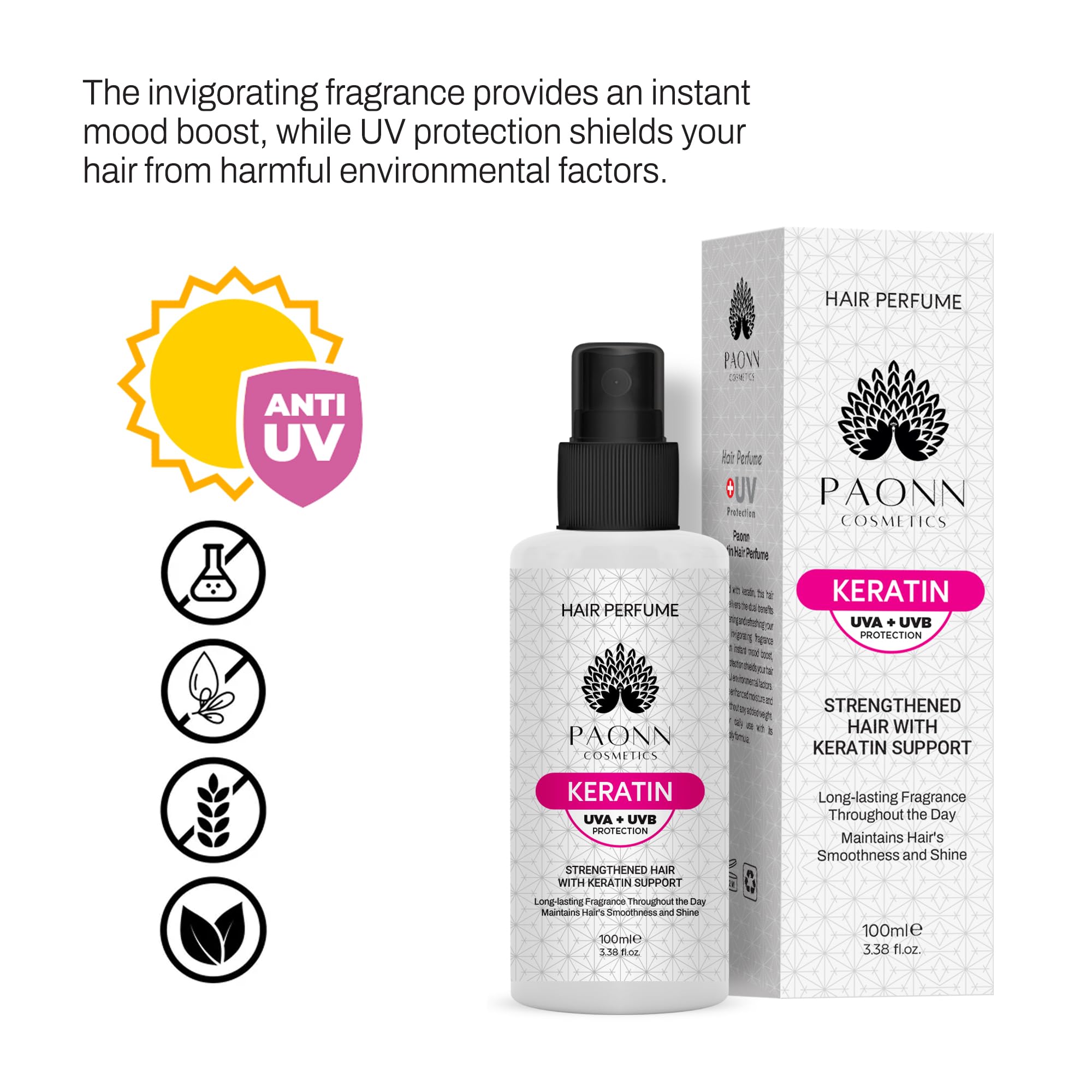 PAONN Keratin Hair Perfume—long-lasting fragrance for all-day scent.