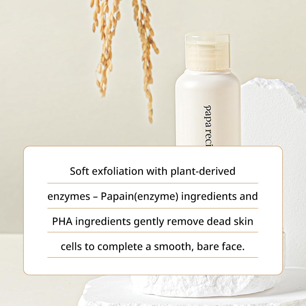 Papa Recipe platol white rice powder shot suggests radiance boost and even texture.