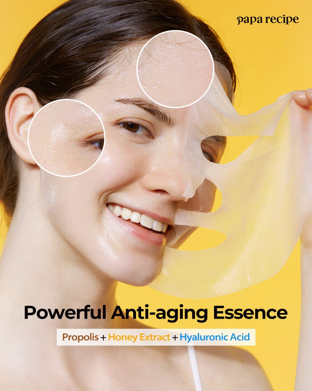Papa Recipe Bombee Honey Mask Pack natural ingredients emphasize gentle, nourishing skincare.