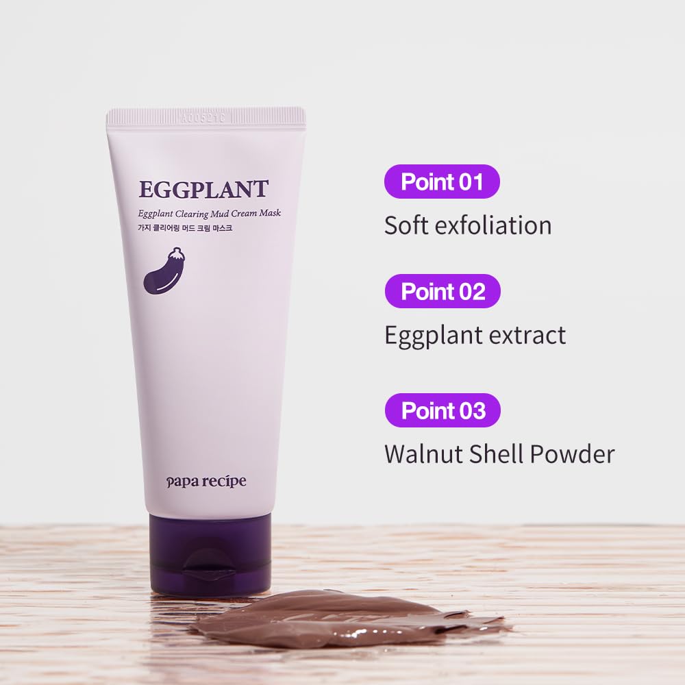 Papa Recipe Eggplant Mud Mask features eggplant extract to calm skin irritation.