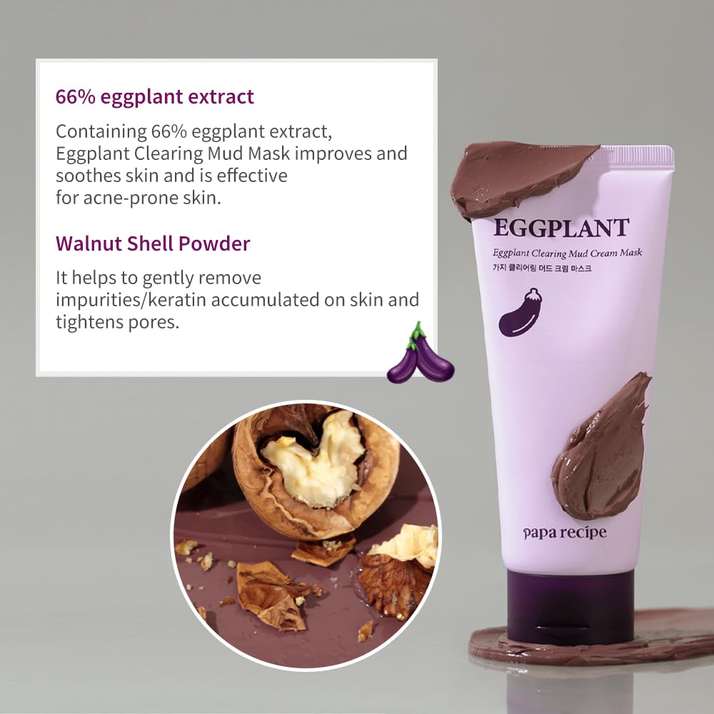 Papa Recipe Eggplant Mud Mask pour shows smooth application for even coverage.