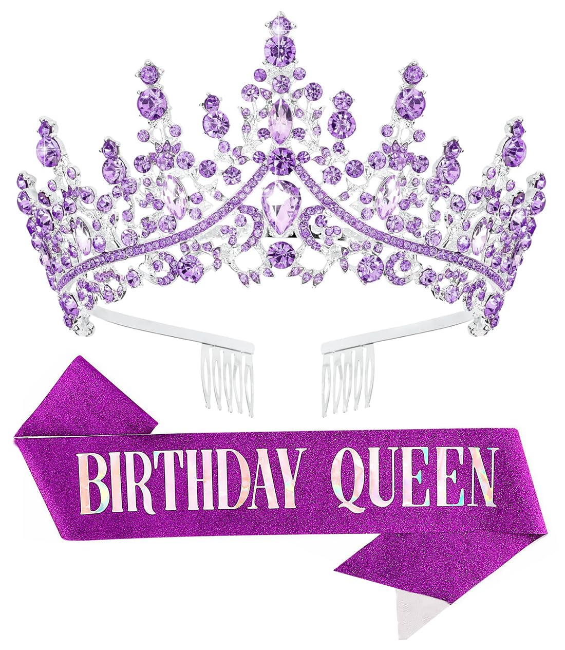 Papoopy birthday tiara A-Purple showcases regal design for celebrations.