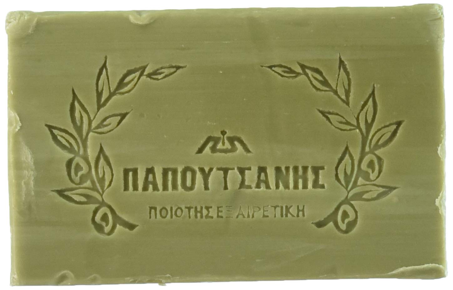 Papoutsanis Pure Greek Olive Oil Soap ingredients reveal pure olive oil for nourishing skin.