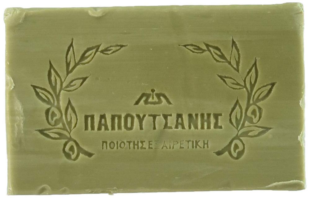 Papoutsanis Pure Greek Olive Oil Soap ingredients reveal pure olive oil for nourishing skin.