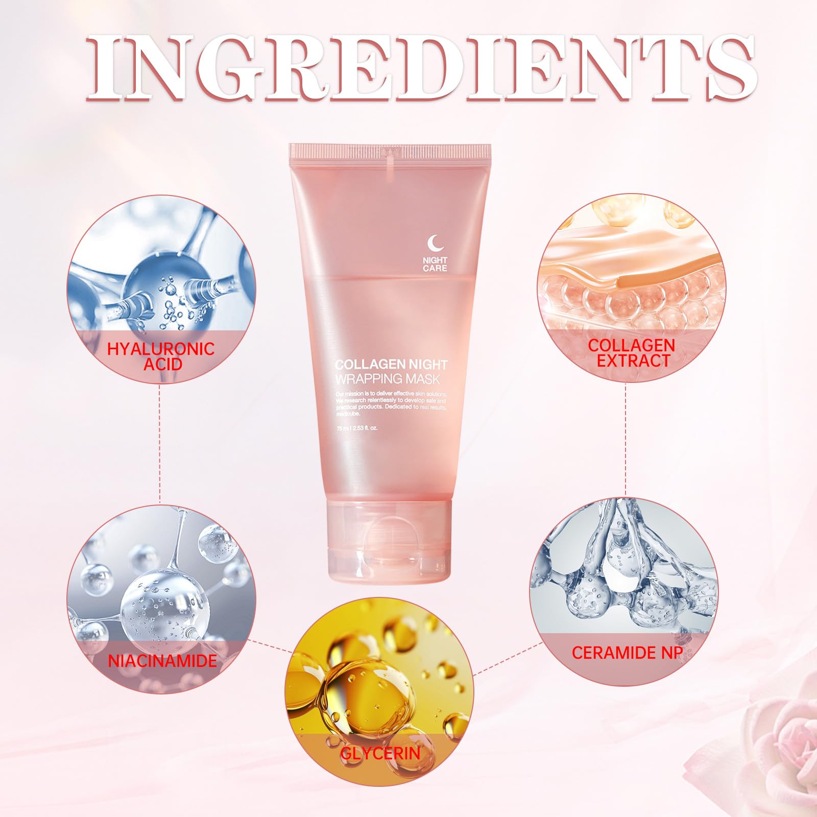 PAQIMAN Collagen Night Wrap Mask hydrolyzed collagen texture close-up signals rich nourishment.