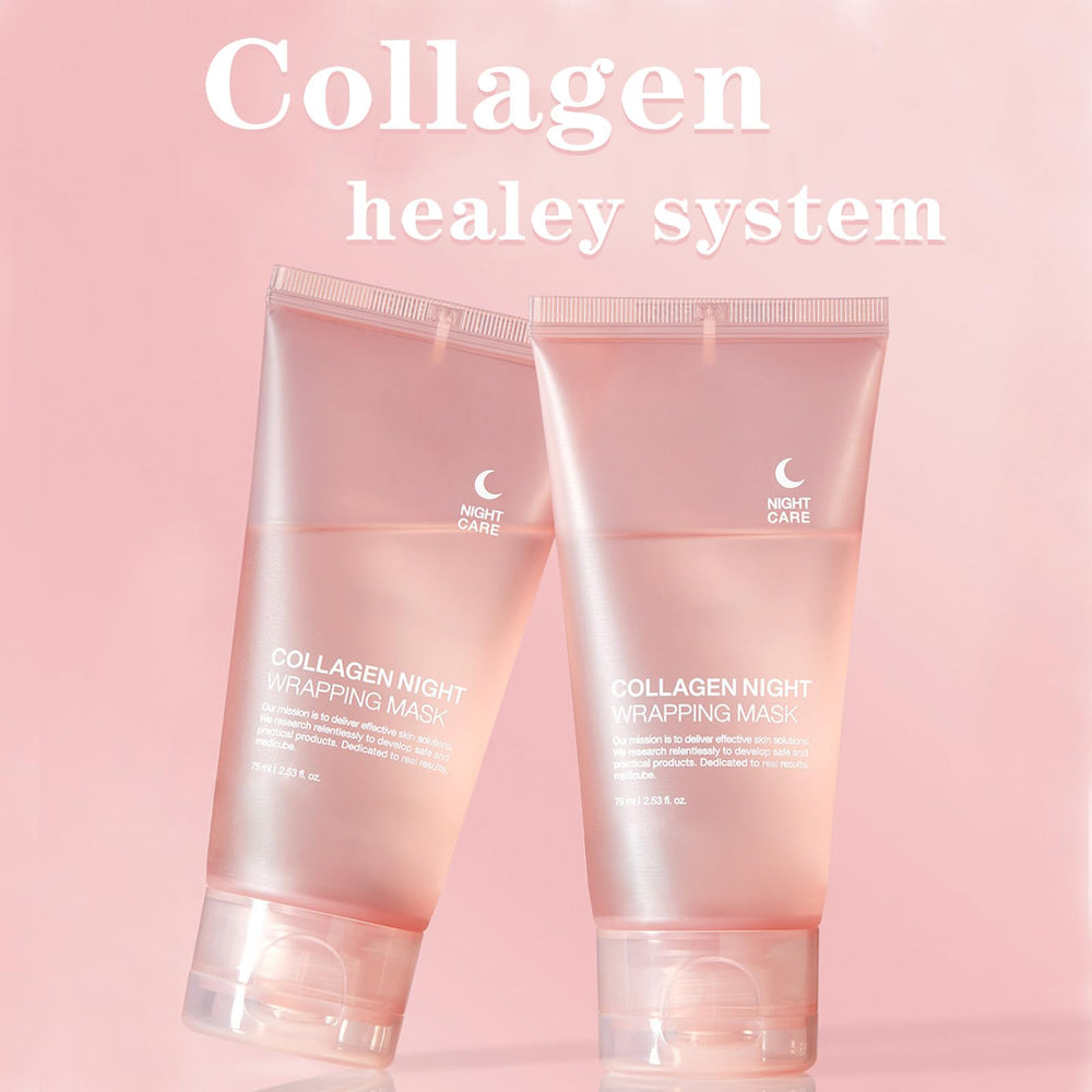 PAQIMAN Collagen Night Wrap Mask elasticity close-up hints at a tightened look.