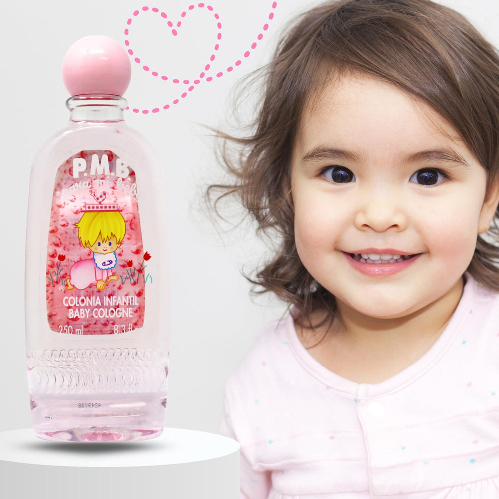 Para Mi Bebe Splash Cologne bottle tilt emphasizes quick-drying, non-sticky application.