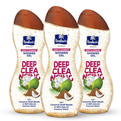 Parachute Advansed Coconut Exfoliating Body Wash bottle pour for a refreshing cleanse.