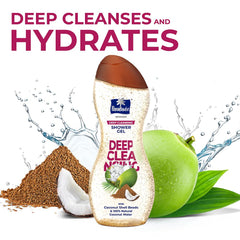 Parachute Advansed Coconut Exfoliating Body Wash foam texture highlighting hydration.