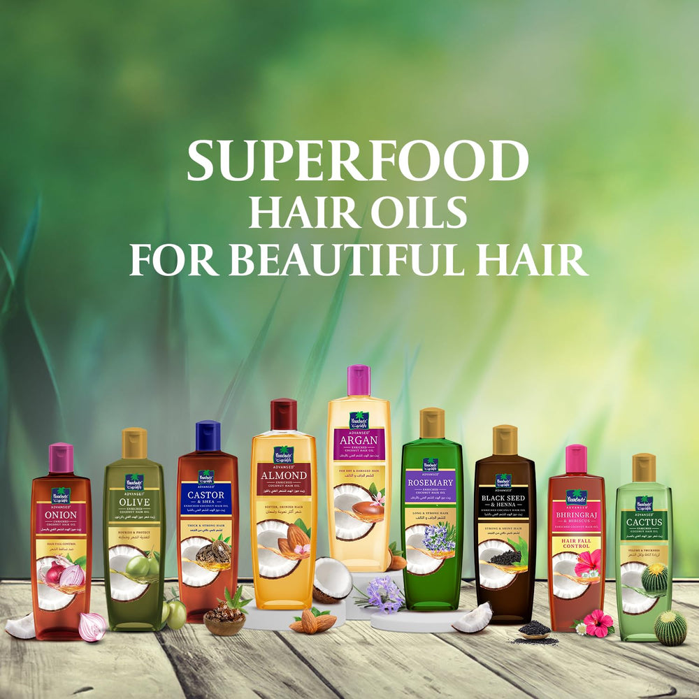 Parachute Advansed Rosemary Hair Oil all-hair-types usage image communicates universal suitability.