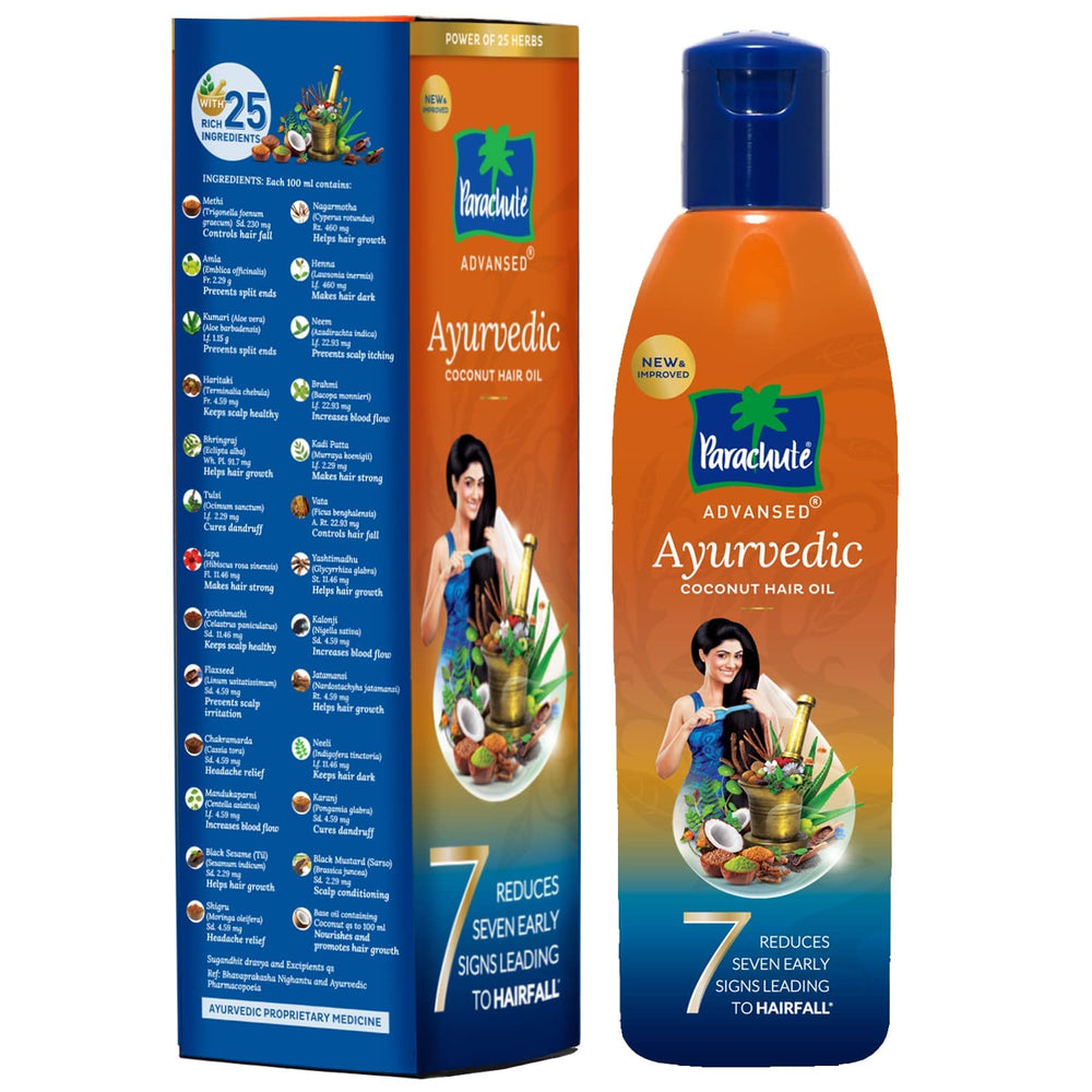 Parachute Advansed scalp massage with oil demonstrates relaxation and care