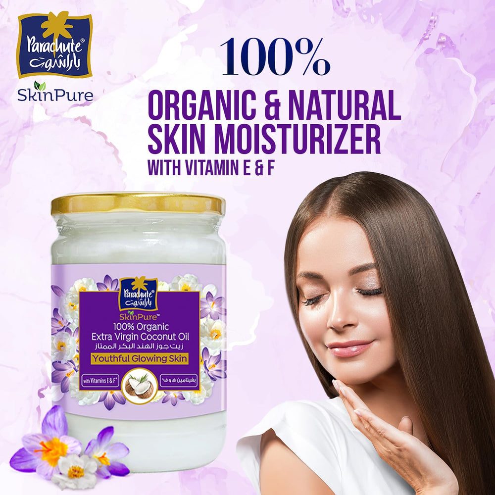 Parachute SkinPure Vitamin E and F label emphasizes nourishing antioxidants for skin health