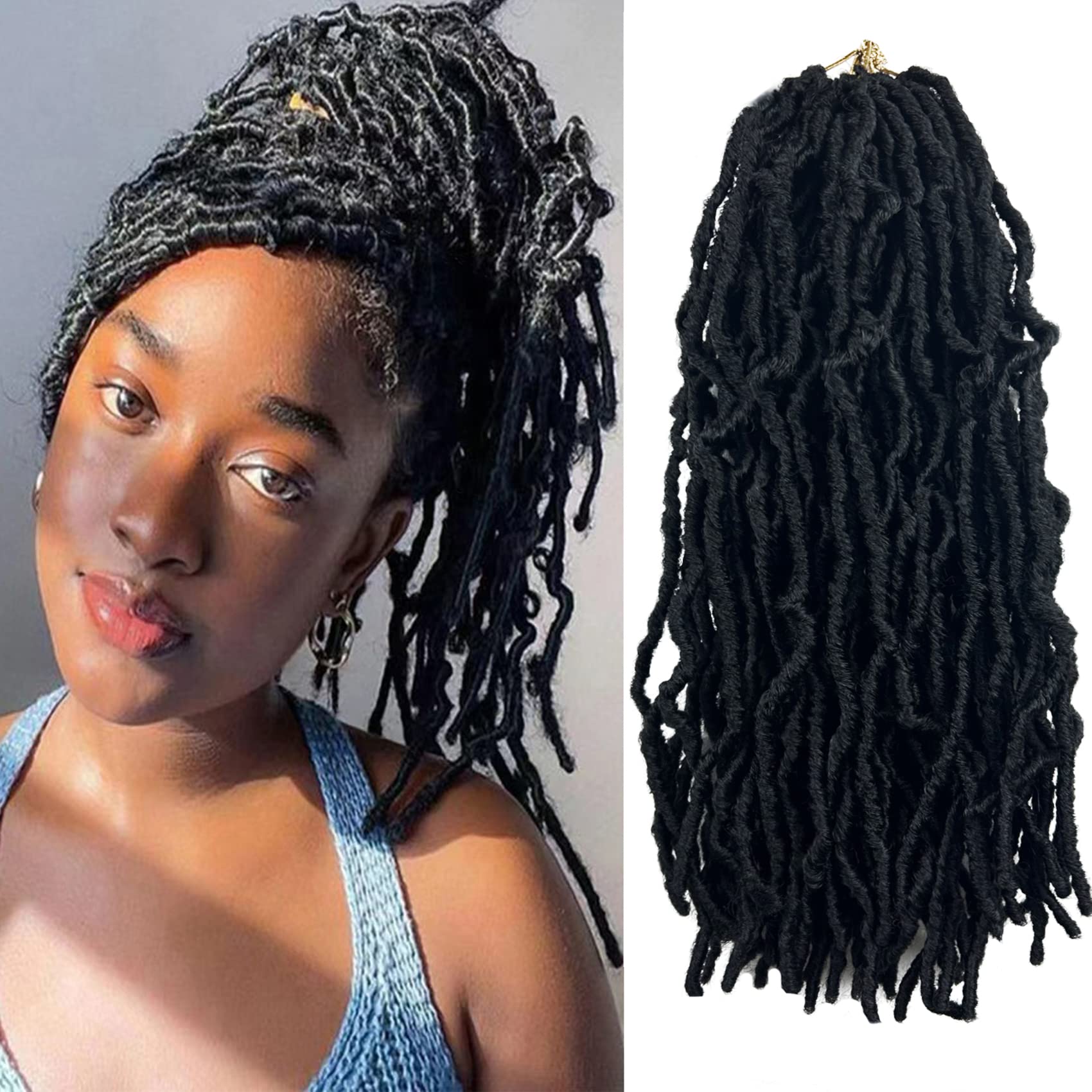 Paraglame short faux locs 14inch packaging view for quick, easy style.