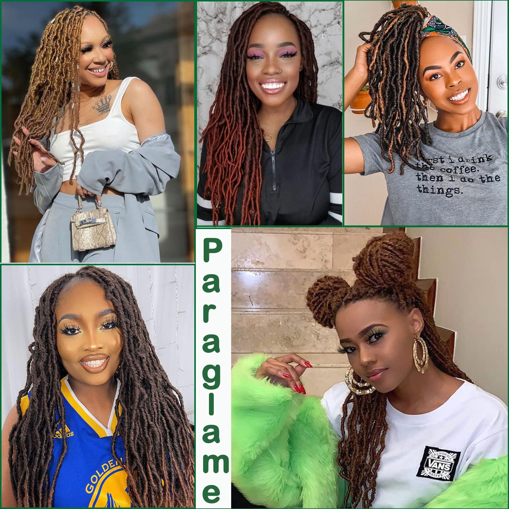 Paraglame short faux locs 14inch texture closeup highlights soft, tangle-free strands.