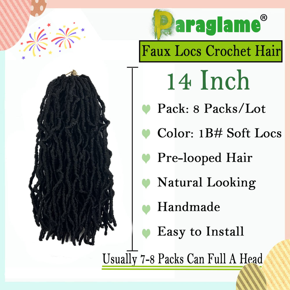 Paraglame short faux locs color variety image shows 1B and other shades.