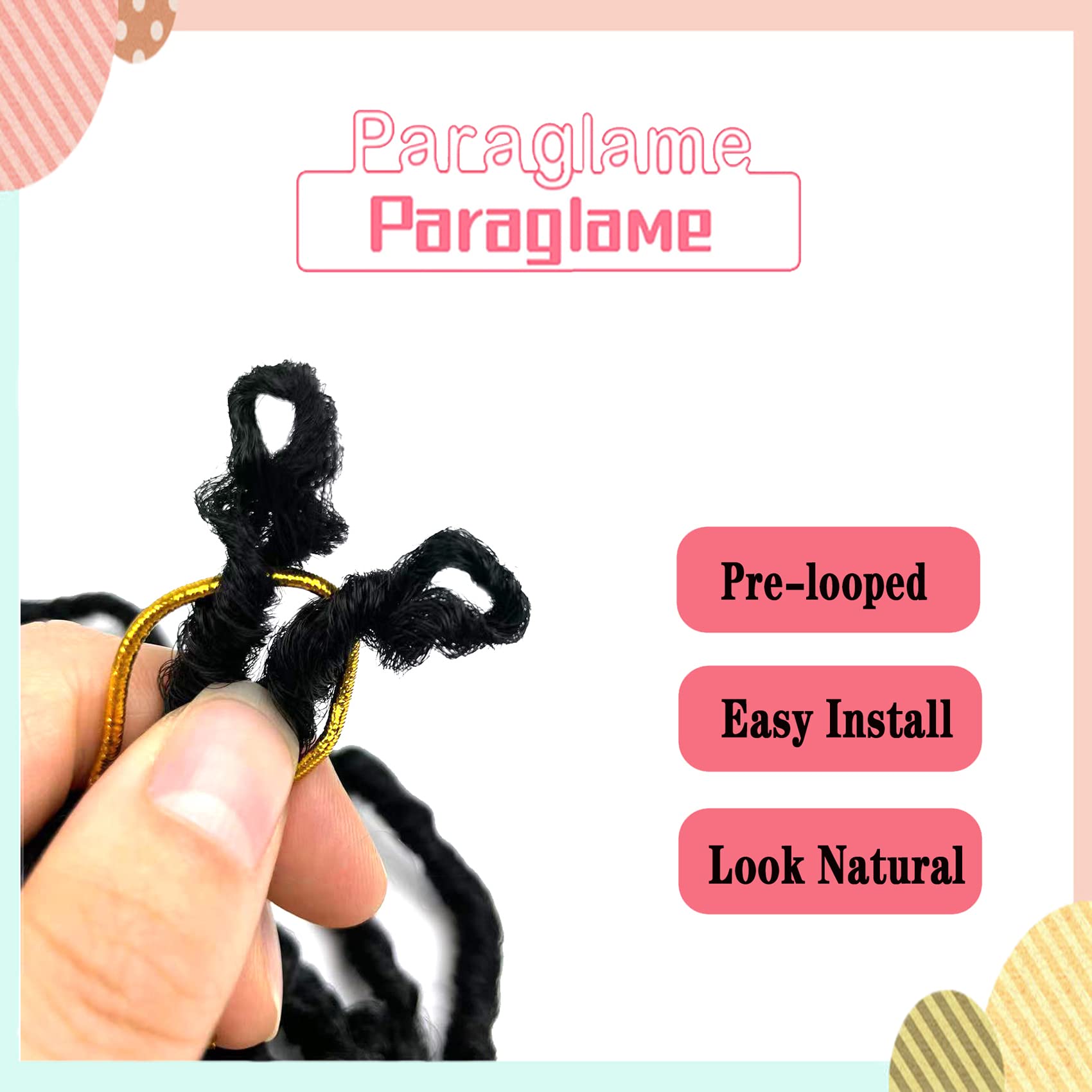 Paraglame short faux locs full-head look using 8 packs demonstrates full coverage.