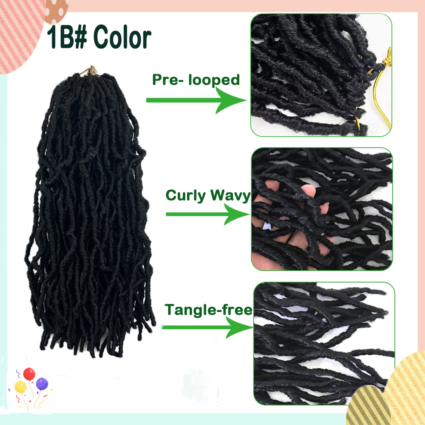 Paraglame short faux locs pre-looped detail emphasizes easy crochet installation.